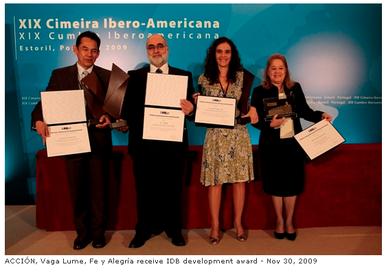 award pic ACCIÓN international receives IDB development award