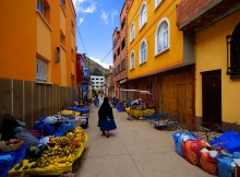 Street in Copacabana, Boliva. By Ville Miettinen - Wikimedia Commons.